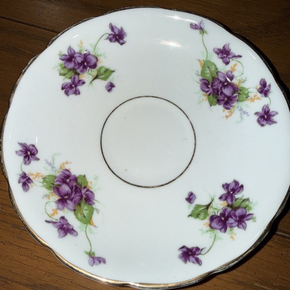 Vintage DUCHESS Bone China Purple Violets 2 Saucer Lot ~ Made‎ in England